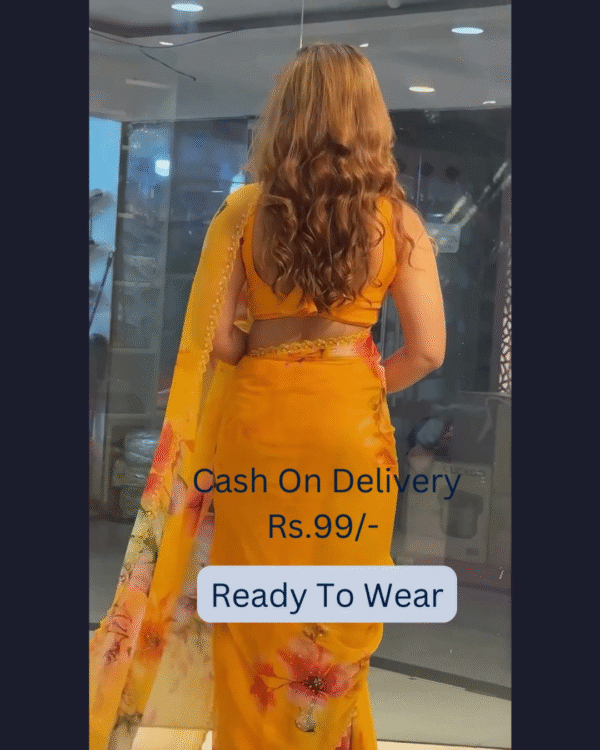 Yellow Banarasee Handwoven Crushed Tissue Saree with Multicolor Lace – A Regal Touch of Elegance - Image 3