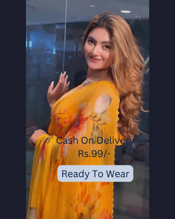 Yellow Banarasee Handwoven Crushed Tissue Saree with Multicolor Lace – A Regal Touch of Elegance - Image 7