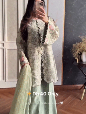 ✨ Ivory & Gold Heavily Embroidered Anarkali Suit Set