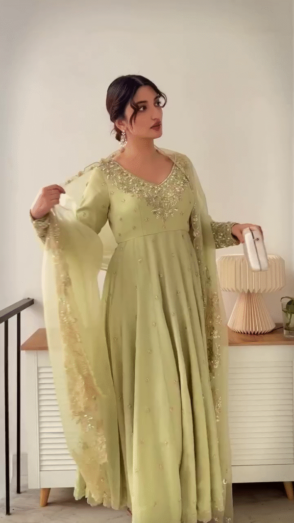 💚 Ethnic Charm – Light Green Festive Anarkali with Dupatta 🌸🌟 - Image 5