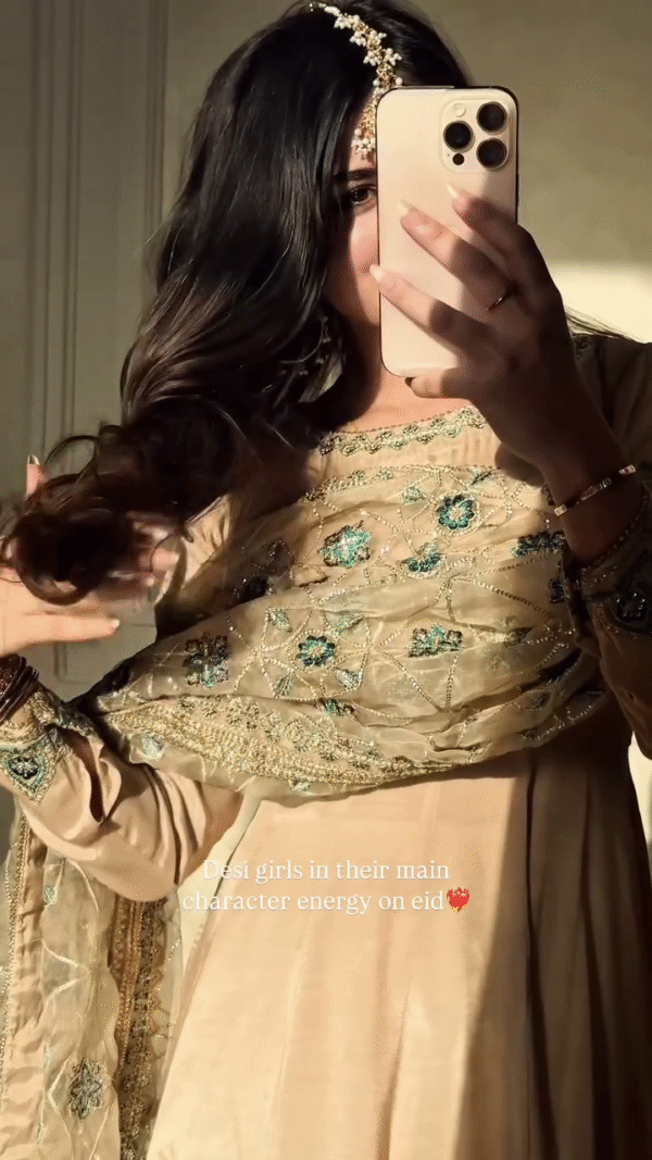🌟 Chic & Classic – Embroidered Beige Anarkali with Festive Dupatta 💮🌿 - Image 6