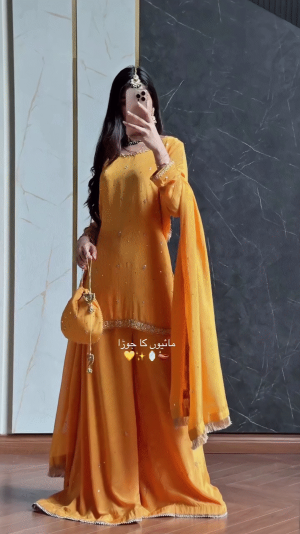 ✨ Golden Glow – Elegant Yellow Suit with Embellished Detailing 🌼💛