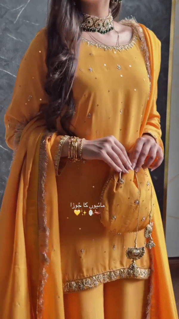 ✨ Golden Glow – Elegant Yellow Suit with Embellished Detailing 🌼💛 - Image 3