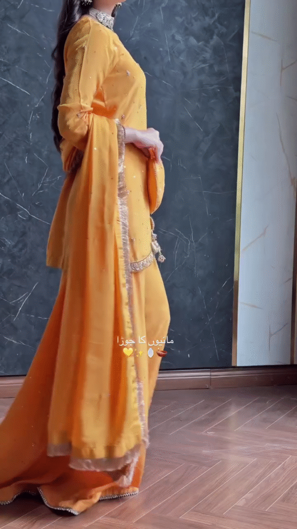 ✨ Golden Glow – Elegant Yellow Suit with Embellished Detailing 🌼💛 - Image 4