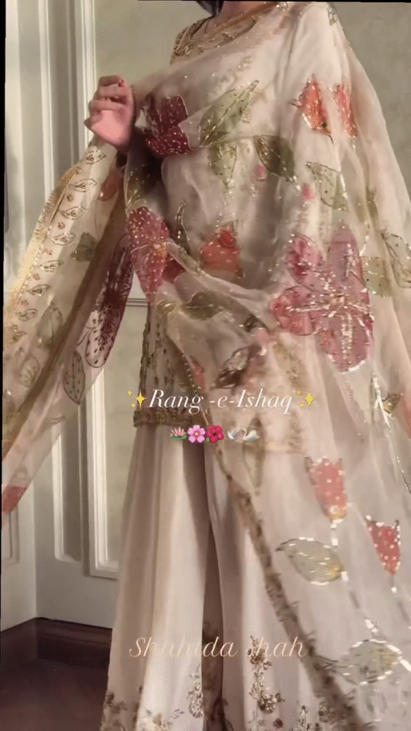 💫 Pure Elegance – Ivory Designer Gharara Set for Weddings & Celebrations - Image 7